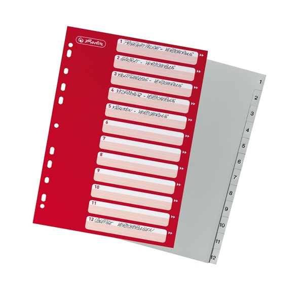 ROZRADOVAC A4 1-12 PLASTOVY SIVY HERLITZ