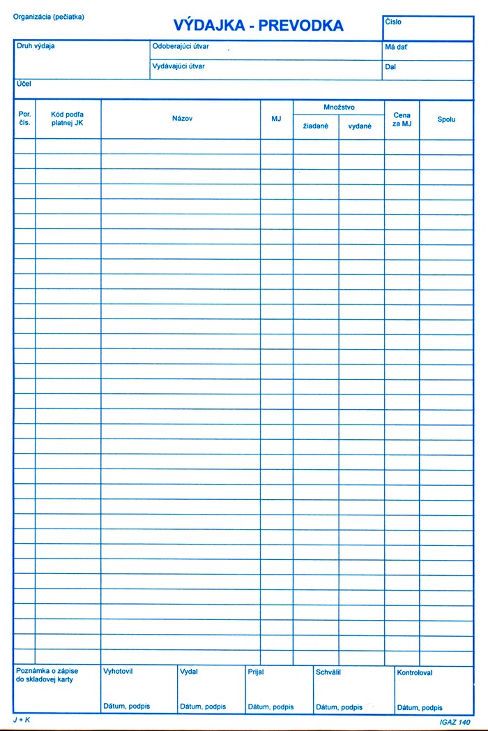 Vydajka-prevodka A4 neprepis  (100)