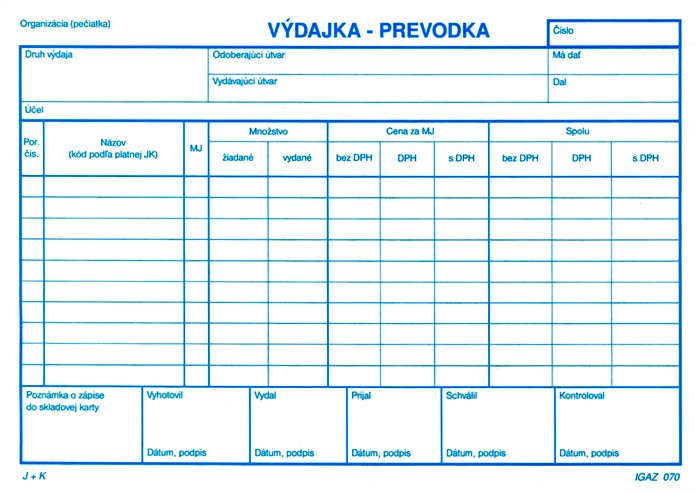Vydajka-prevodka A5 s DPH prepis          (1