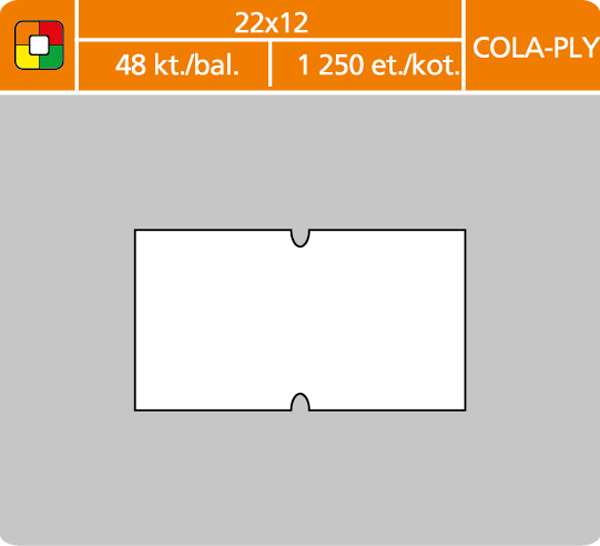 CEN. ETIKETY COLA-PLY BIELE 22x12 /48ks/