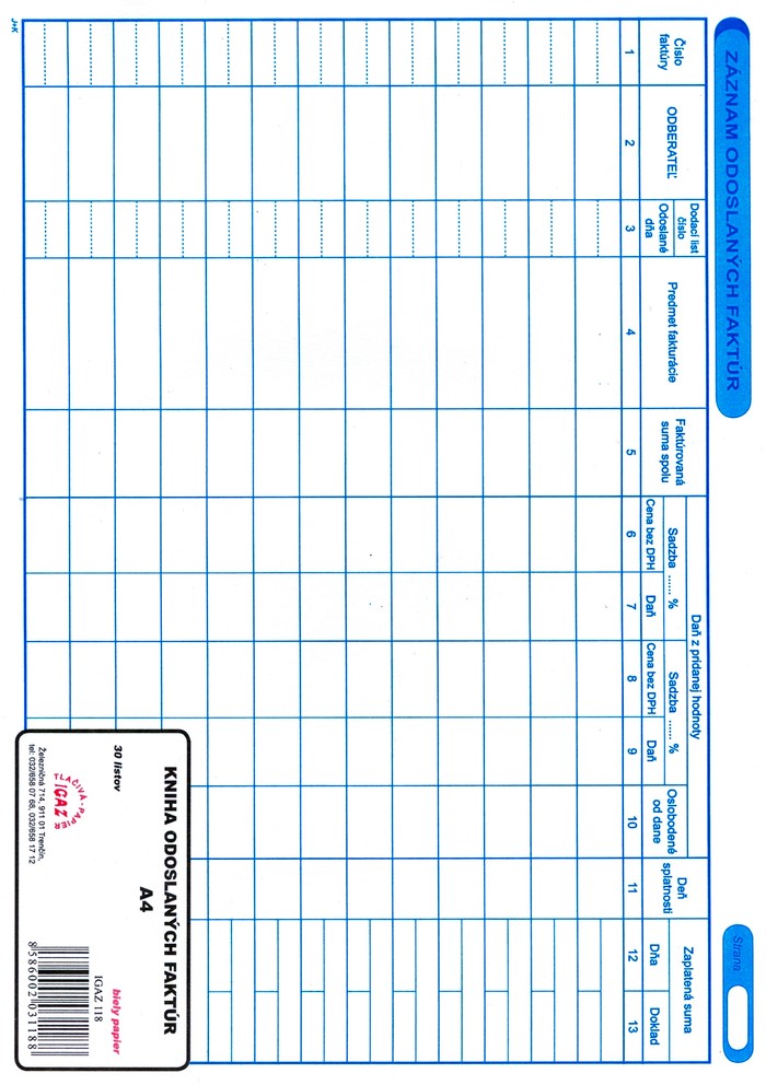 Kniha odoslanych faktur A4