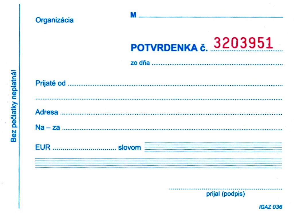 Potvrdenka s juxtou A6 prepis. (3x25l)