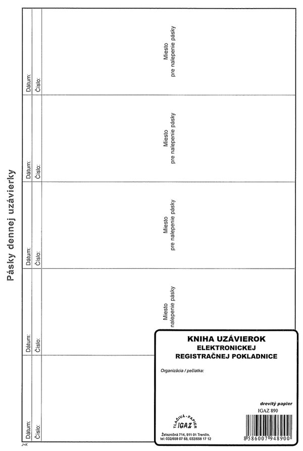 KNIHA UZAVIEROK ELEKTRONICKEJ RP 96 str. TL890