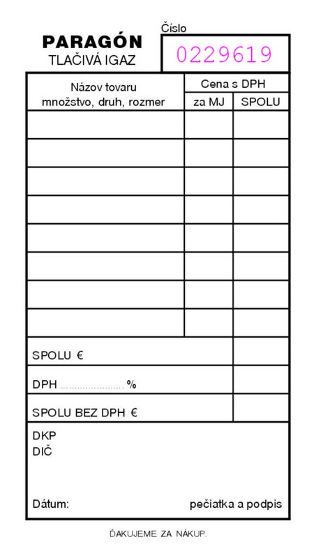 PARAGONOVY BLOK A6 CISLOVANY PREPIS./10/
