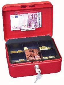 POKLADNICKA 200x160x90 CERVENA S KLIPOM